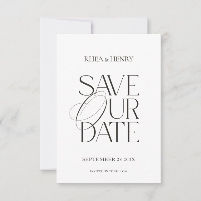 Modern Classic Save the Date Wedding Card (Front)