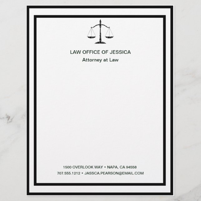 Modern Classic Scales Of Justice Law Letterhead (Front)