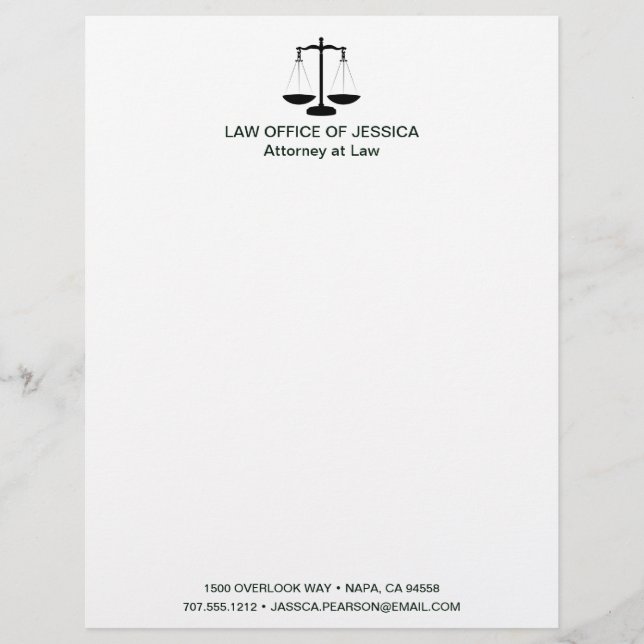 Modern Classic Scales Of Justice Law Letterhead (Front)