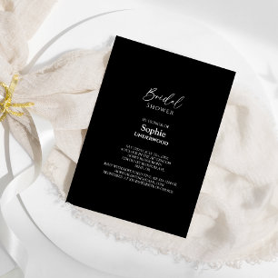 Modern Classic Simple Black Wedding Bridal Shower Invitation