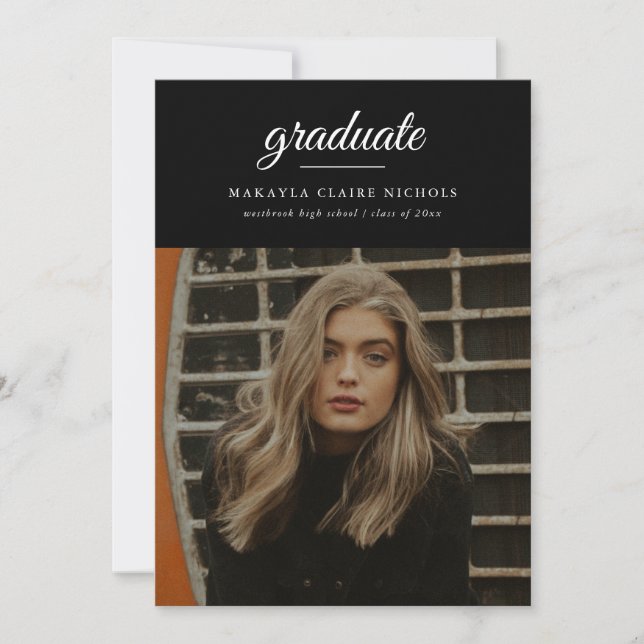 Modern Classic Simple Script Photo Graduation Invitation (Front)