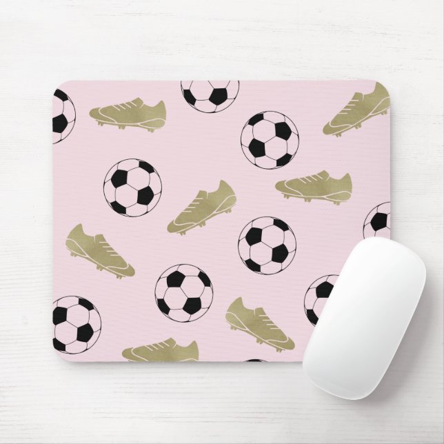 Modern Classic Soccer Cleats Ball Blush Pink Mouse Mat (With Mouse)