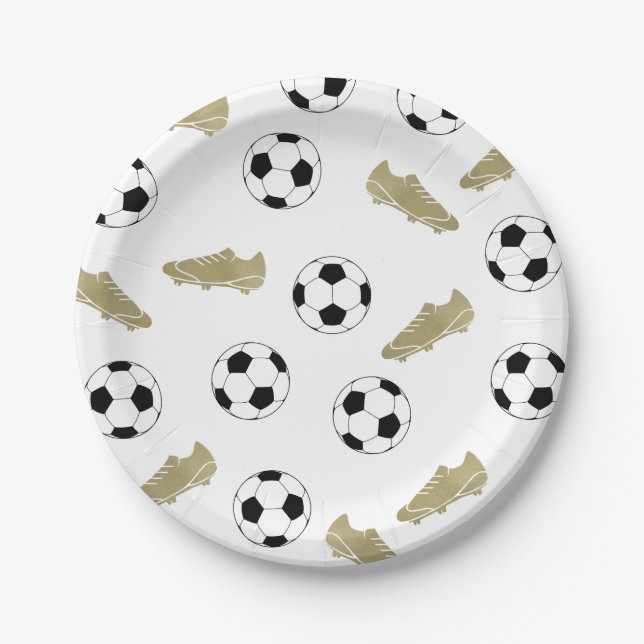 Modern Classic Soccer Cleats Ball Football Paper Plate (Front)