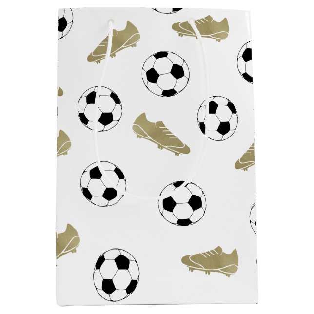 Modern Classic Soccer Cleats Ball  Medium Gift Bag (Front)