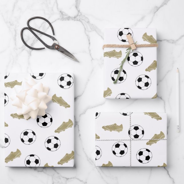Modern Classic Soccer Cleats Ball  Wrapping Paper Sheet (Front)