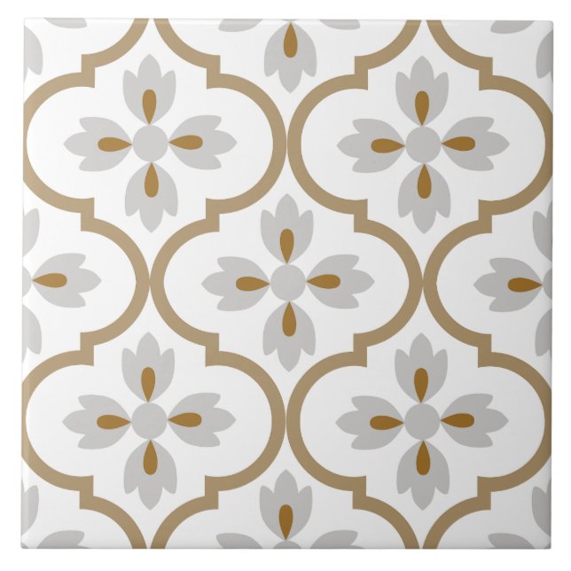 Modern classic Spanish mediterranean pattern light Tile (Front)