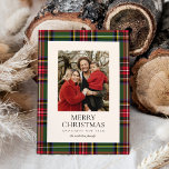 Modern Classic Tartan Plaid One Photo Holiday Card<br><div class="desc">Modern Classic Tartan Plaid One Photo Holiday Card features a tartan plaid pattern and one photo in shades of red,  green and navy.</div>