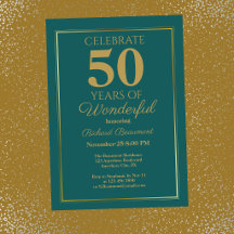 Modern Classic Teal Gold Wonderful 50th Birthday