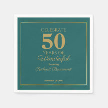 Modern Classic Teal Gold Wonderful 50th Birthday