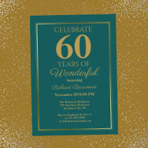 Modern Classic Teal Gold Wonderful 60th Birthday