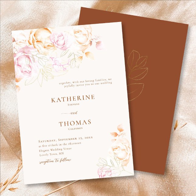 Modern Classic Terracotta Dreamy Fall Wedding Invitation (Creator Uploaded)