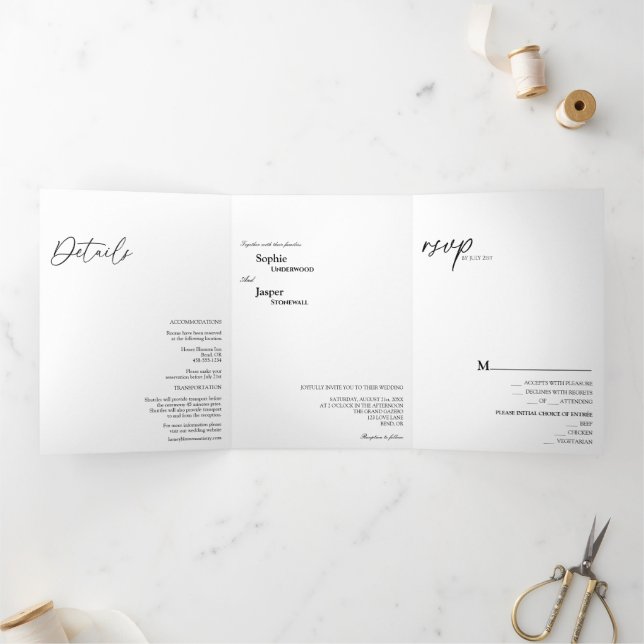 Modern Classic Tri-Fold Wedding Invitation (Inside)