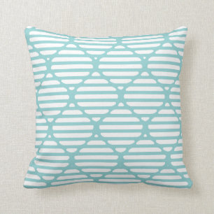 Modern Classic Turquoise Lattice Hour Glass Pillow