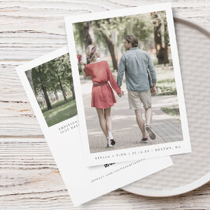 Modern Classic Two Photos QR Code Save The Date