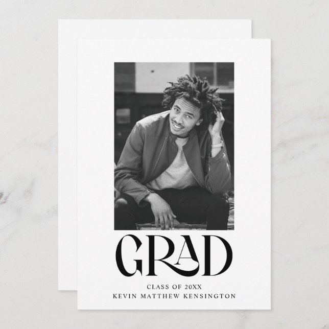 Modern Classic Typography Graduation Photo Announcement (Front/Back)