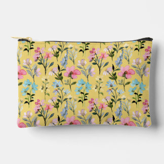 Modern classic vintage Floral Mustard background Accessory Pouch