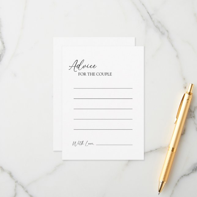 Modern Classic Wedding Advice Card (Front/Back In Situ)