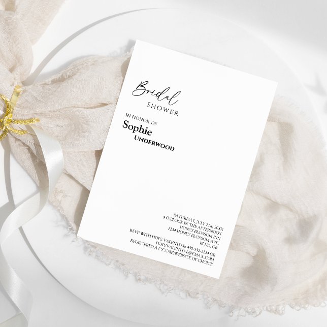 Modern Classic Wedding Bridal Shower Invitation (Creator Uploaded)