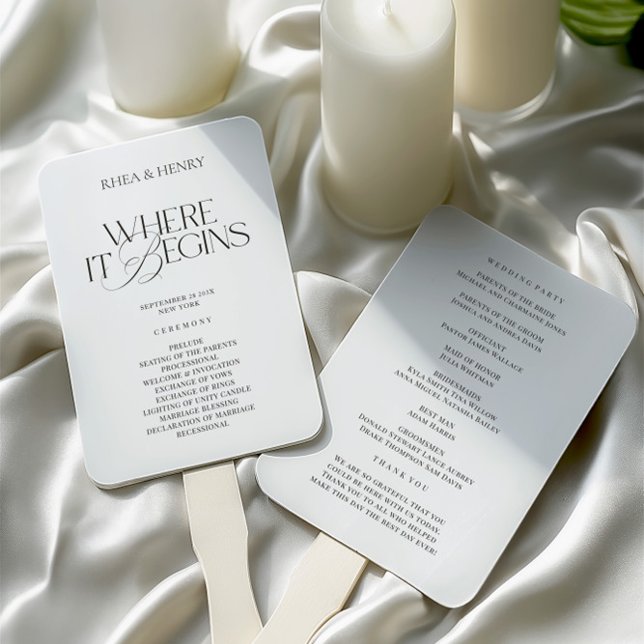 Modern Classic Wedding Ceremony Program  Hand Fan (Modern Classic Wedding Ceremony Program Hand Fan)