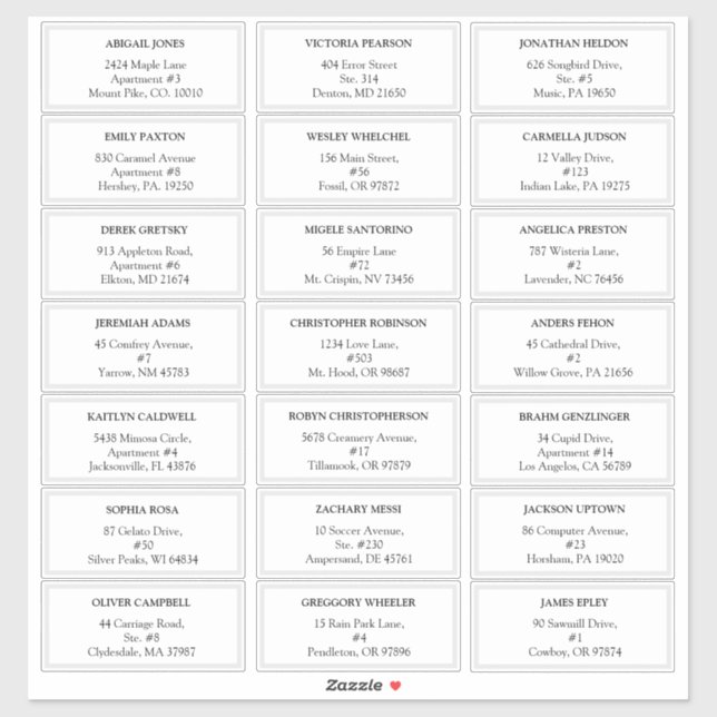 Modern Classic Wedding guest address labels (Sheet)