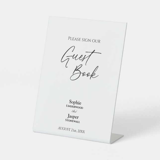 Modern Classic Wedding Guest Book Sign (Front)