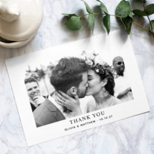 Modern Classic Wedding   Minimalist Clean Photo Thank You Card
