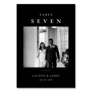 Modern Classic Wedding Photo Black Table Number