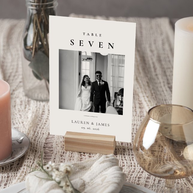 Modern Classic Wedding Photo Table Number Card (Creator Uploaded)