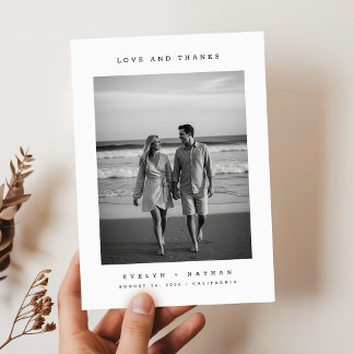Modern Classic Wedding Photo Thank You Card