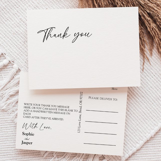 Modern Classic Wedding Thank You Postcard (Creator Uploaded)