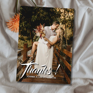 Modern Classic Wedding Thanks Photo Champagne Gold Thank You Card