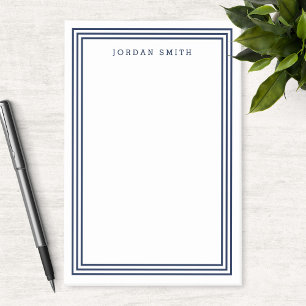 Modern Classic White with Triple Navy Blue Borders Post-it Notes