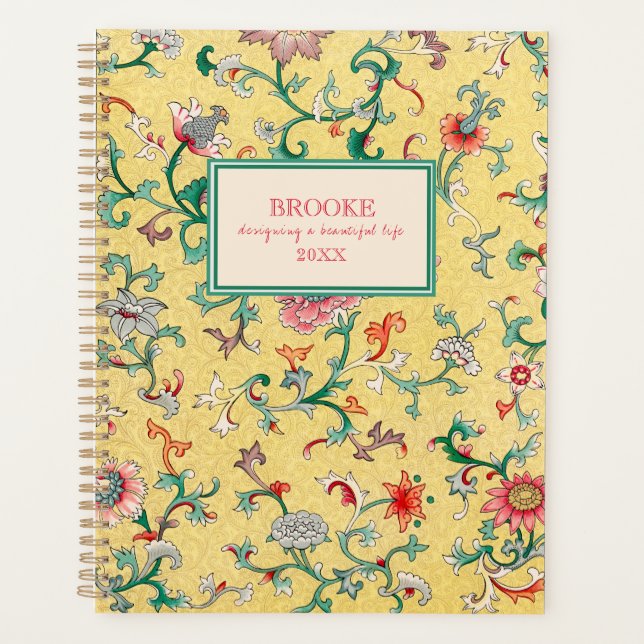 Modern Classic Yellow Chinoiserie Planner (Front)