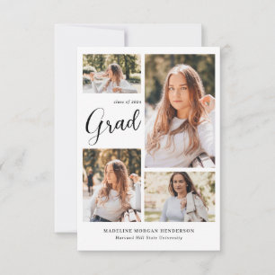 Modern Classy 5 Photo Collage Graduation Announcement