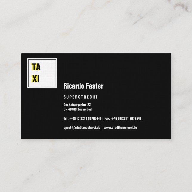 Modern Classy Black Business Card (Front)