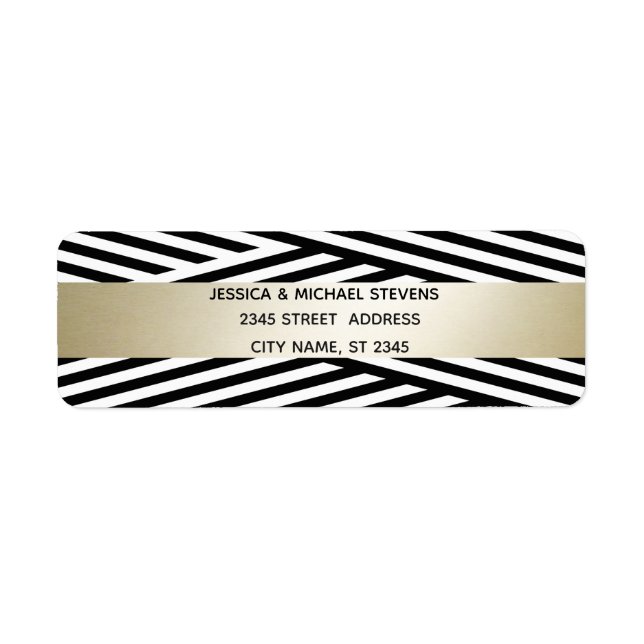 Modern classy  black/white gold stripe geometrical (Front)