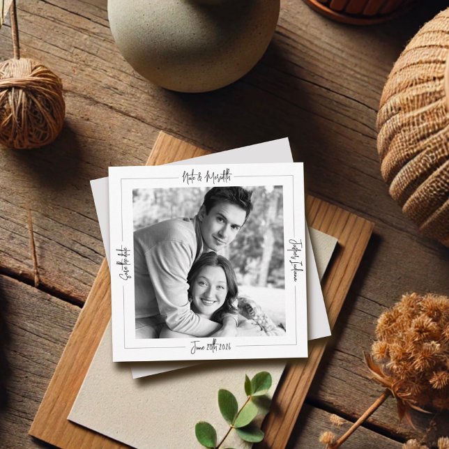 Modern Classy Black & White Photo Save The Date (Creator Uploaded)