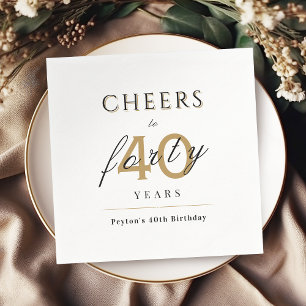 Modern classy cheers to 40 years birthday party napkin
