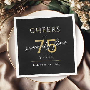 Modern classy cheers to 75 years birthday party na napkin