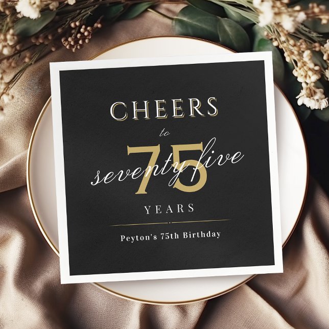 Modern classy cheers to 75 years birthday party na napkin (Modern classy cheers to 75 years birthday party na napkins)