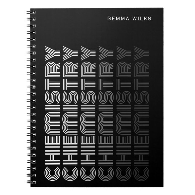 Modern Classy Editable Subject Chemistry Black Notebook (Front)