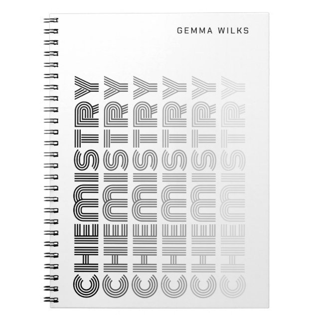 Modern Classy Editable Subject Chemistry White Notebook (Front)