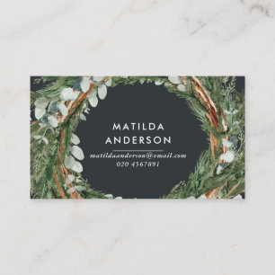 Modern classy elegant eucalyptus botanical wreath business card