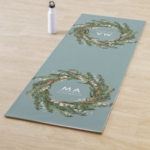Modern classy elegant eucalyptus botanical wreath yoga mat