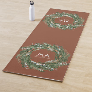 Modern classy elegant eucalyptus botanical wreath yoga mat
