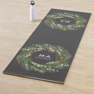 Modern classy elegant eucalyptus botanical wreath yoga mat