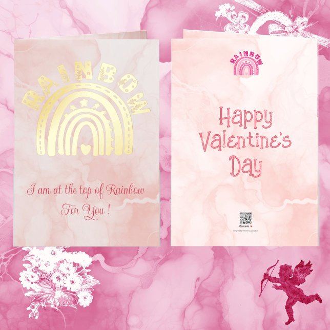  Modern Classy Golden Rainbow Romantic Valentines  Foil Holiday Card (Modern Classy Golden Rainbow Romantic Valentines Foil Holiday Card)