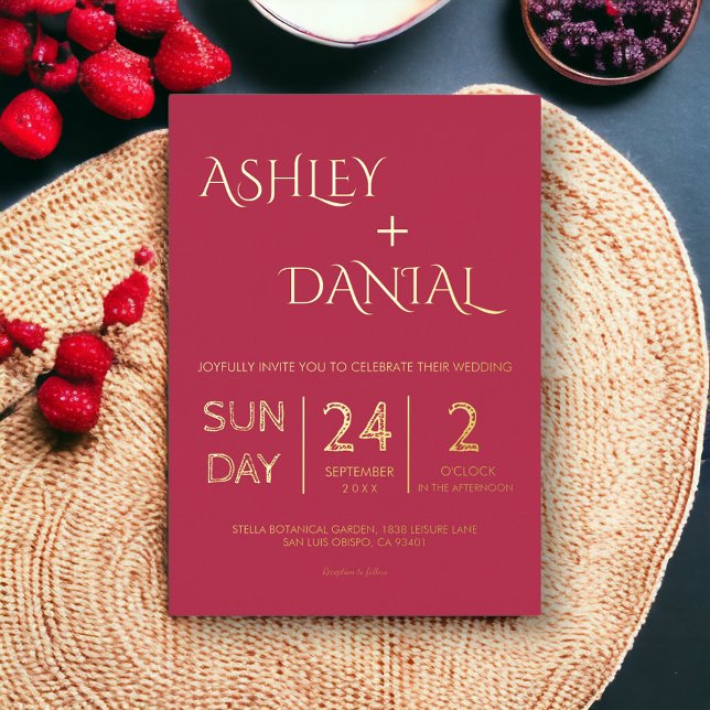 Modern Classy Magenta Gold Calligraphy Wedding (Creator Uploaded)