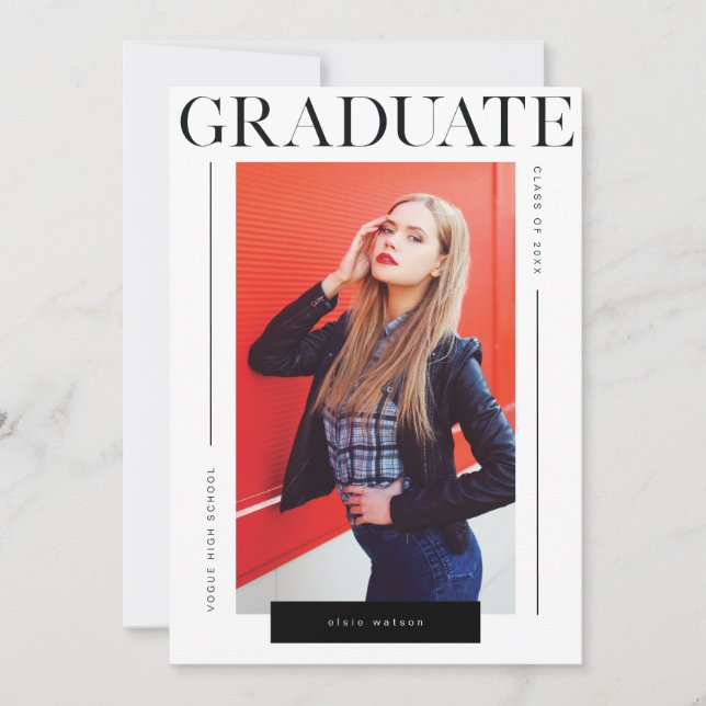 Modern Classy Minimal & Chic  | Photo Graduation Announcement (Front)