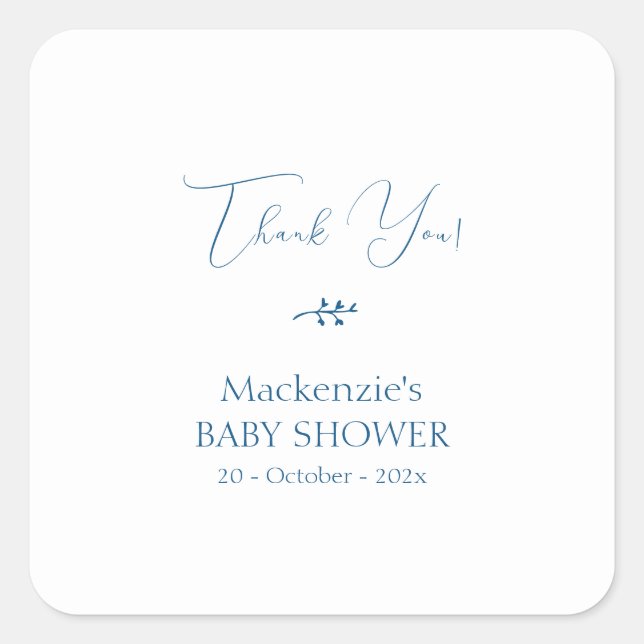 Modern Classy Minimalist Baby Shower Square Sticker (Front)